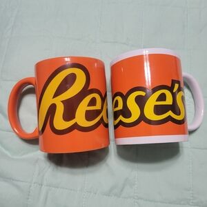Set of 2 Reese's Peanut Butter Cups Coffee Cup Mug Orange By Galerie HIS & HERS
